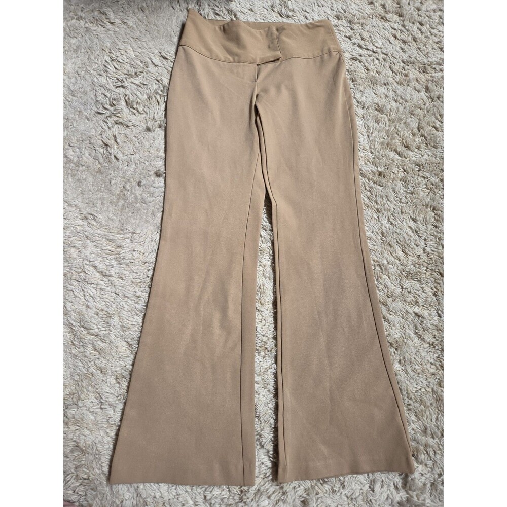 ILU Juniors Flare Bottom Dress Pants Tan Size 3 Hook & Eye Clean Girl Minimalist